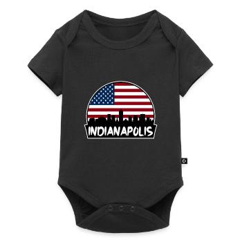 Indianapolis Indiana États-Unis Flag Skyline Silhouette T - Body à manches courtes Premium Bébé - noir - Devant