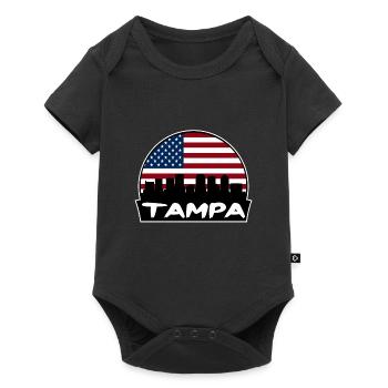 Tampa Florida Usa Flag Skyline Silhouette Travel - Baby Premium short-sleeve bodysuit - black - Front