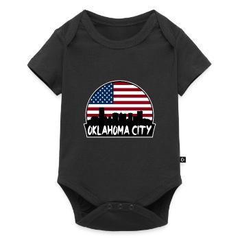 Oklahoma City Oklahoma Usa Flag Skyline Silhouette - Baby Premium short-sleeve bodysuit - black - Front