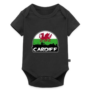 Cardiff Pays de Galles Flag Skyline Silhouette Voyage - Body à manches courtes Premium Bébé - noir - Devant