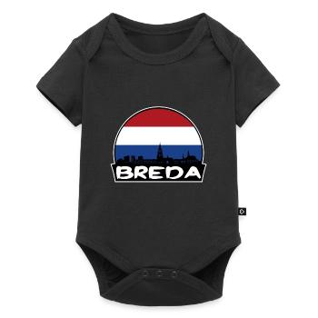 Breda Niederlande Flagge Skyline Silhouette Reisen - Baby Premium Kurzarmbody - Schwarz - Vorne
