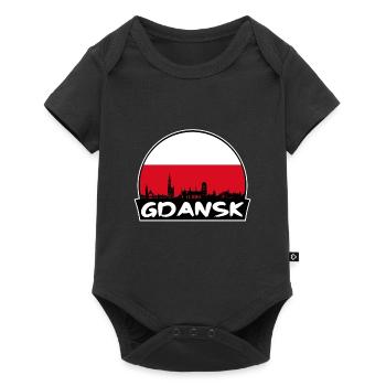 Danzig Polen Flagge Skyline Silhouette Reiseabzeichen - Baby Premium Kurzarmbody - Schwarz - Vorne