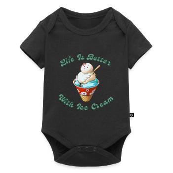 Life is Better With Ice Cream - Body à manches courtes Premium Bébé - noir - Devant
