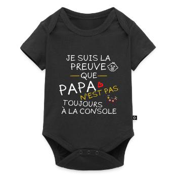 Papa Hors Ligne - Présent dans le monde réel - Body à manches courtes Premium Bébé - noir - Devant