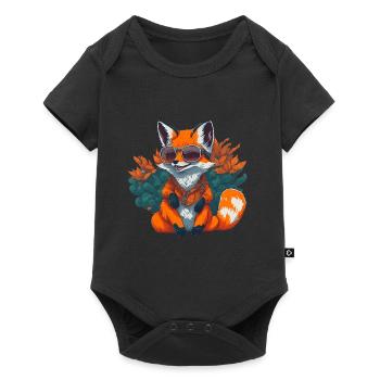 Cool fox with sunglasses - Baby Premium short-sleeve bodysuit - black - Front