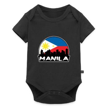 Manille Philippines Flag Skyline Silhouette Voyage - Body à manches courtes Premium Bébé - noir - Devant