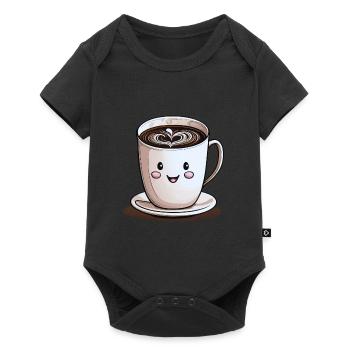 Tasse de café souriante - Body à manches courtes Premium Bébé - noir - Devant