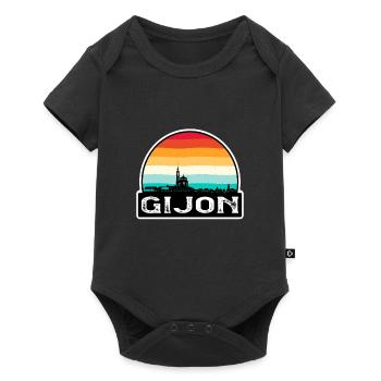 Gijon Espagne Flag Skyline Souvenir de voyage - Body à manches courtes Premium Bébé - noir - Devant