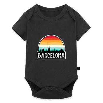 Barcelona Spain Flag Skyline Travel Souvenir - Baby Premium short-sleeve bodysuit - black - Front