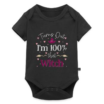 Balai de sorcellerie Halloween Dicton - Body à manches courtes Premium Bébé - noir - Devant