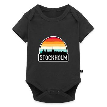 Stockholm Suède Flag Skyline Souvenir de voyage - Body à manches courtes Premium Bébé - noir - Devant
