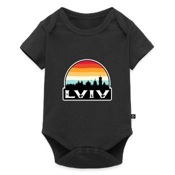 Lviv Ukraine Flag Skyline Souvenir de voyage - Body à manches courtes Premium Bébé - noir - Devant
