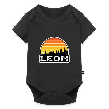 Leon Mexiko Flagge Skyline Reise-Souvenir - Baby Premium Kurzarmbody - Schwarz - Vorne