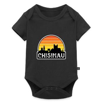 Chișinău Moldawien Flagge Skyline Reisesouvenir - Baby Premium Kurzarmbody - Schwarz - Vorne