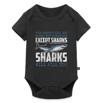 Dents de pêcheur sous-marin de requin - Body à manches courtes Premium Bébé - noir - Devant