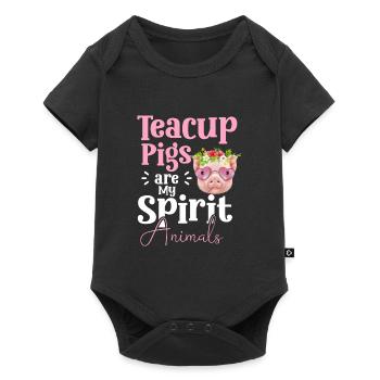 Teacup Pig Minipig Pet - Baby Premium short-sleeve bodysuit - black - Front