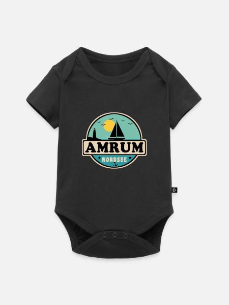 Ostsee Segelboot Leuchtturm Amrum - Baby Premium Kurzarmbody - Schwarz