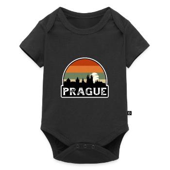 Prague Czechia Flag Skyline Travel Souvenir - Baby Premium short-sleeve bodysuit - black - Front