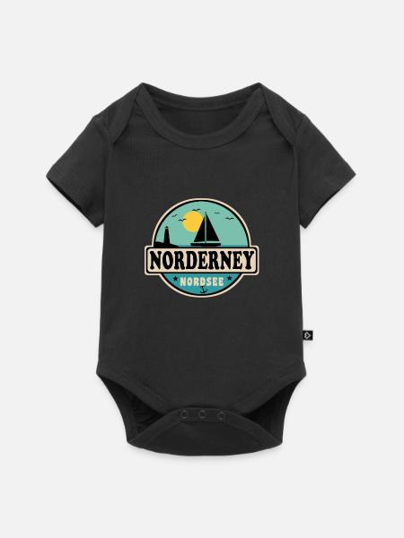 Ostsee Segelboot Leuchtturm Norderney - Baby Premium Kurzarmbody - Schwarz