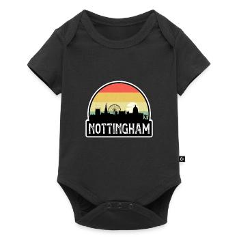 Nottingham England Flag Skyline Travel Souvenir - Baby Premium short-sleeve bodysuit - black - Front