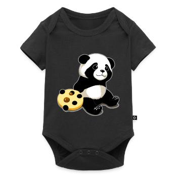 Cute panda bear with biscuits - Baby Premium short-sleeve bodysuit - black - Front