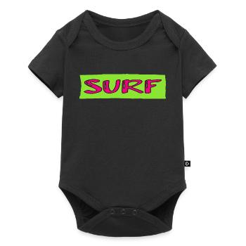 SURF. POISSON. PLAGE. MER. OCEAN. HUMOUR. VACANCES - Body à manches courtes Premium Bébé - noir - Devant