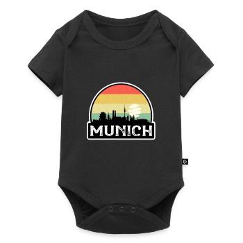 München Deutschland Flagge Skyline Reisesouvenir - Baby Premium Kurzarmbody - Schwarz - Vorne