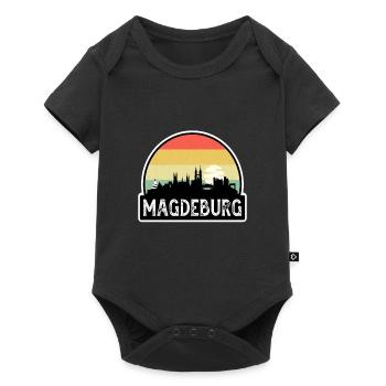 Magdebourg Allemagne Flag Skyline Souvenir de voyage - Body à manches courtes Premium Bébé - noir - Devant