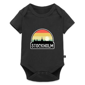 Stockholm Suède Flag Skyline Souvenir de voyage - Body à manches courtes Premium Bébé - noir - Devant