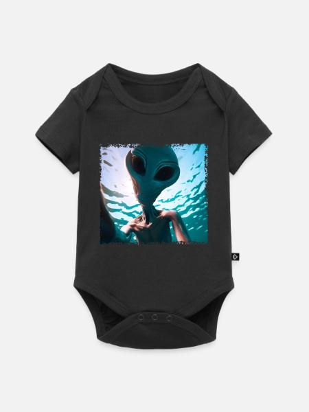 Alien Selfie - Unterwasserabenteuer - Baby Premium Kurzarmbody - Schwarz