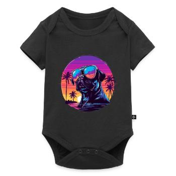 Retro Pug Dog - Baby Premium Kurzarmbody - Schwarz - Vorne