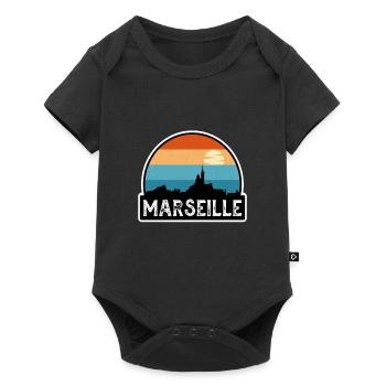Marseille France Flag Skyline Travel Souvenir - Baby Premium short-sleeve bodysuit - black - Front