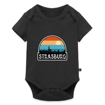 Strasbourg France Flag Skyline Souvenir de voyage - Body à manches courtes Premium Bébé - noir - Devant