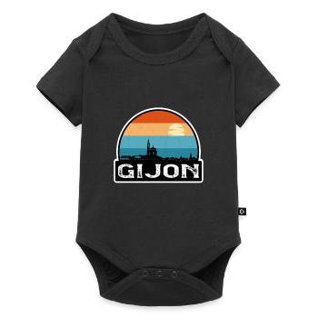 Gijon Espagne Flag Skyline Souvenir de voyage - Body à manches courtes Premium Bébé - noir - Devant
