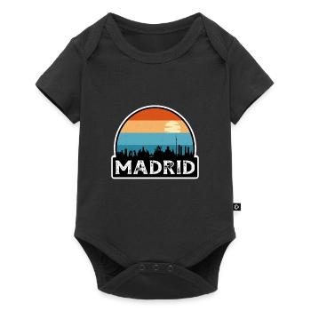 Madrid Espagne Flag Skyline Souvenir de voyage - Body à manches courtes Premium Bébé - noir - Devant