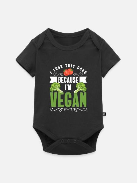Veganismus Veggie Ernährung Bio - Baby Premium Kurzarmbody - Schwarz