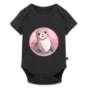 Sceau Kawaii - Body à manches courtes Premium Bébé - noir - Devant