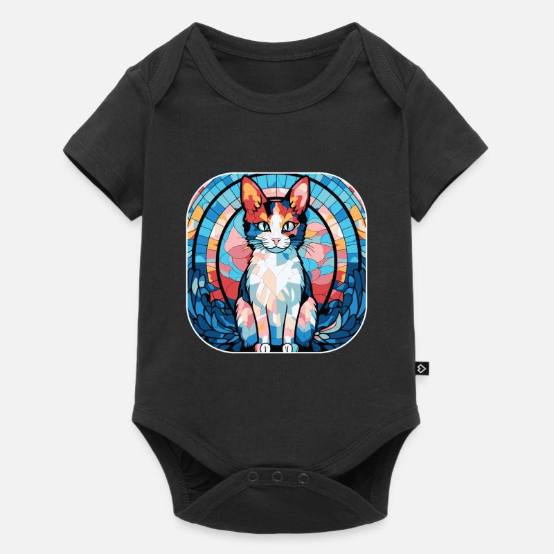 Aquarelle colorée de race de chat japonais Bobtail - Body à manches courtes Premium Bébé - noir