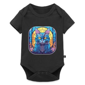 Colorful Chartreux Cat Breed Watercolor Painting - Baby Premium short-sleeve bodysuit - black - Front