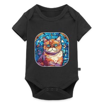 Colorful Exotic Shorthair Cat Breed Watercolor - Baby Premium short-sleeve bodysuit - black - Front