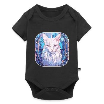 Colorful Turkish Angora Cat Breed Watercolor Paint - Baby Premium short-sleeve bodysuit - black - Front