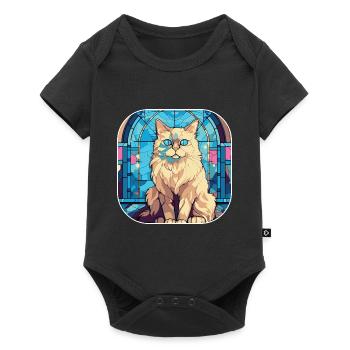 Bunte Ragdoll-Katzenrasse Aquarellmalerei - Baby Premium Kurzarmbody - Schwarz - Vorne