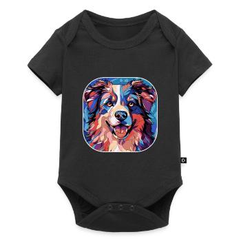 Aquarelle colorée de race de chien de berger australien - Body à manches courtes Premium Bébé - noir - Devant