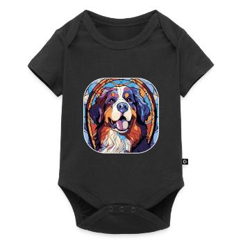 Colorful Bernese Mountain Dog Breed Watercolor Gla - Baby Premium short-sleeve bodysuit - black - Front