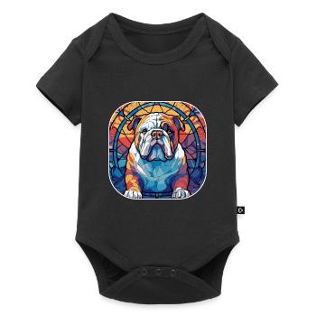 Colorful English Bulldog Dog Breed Watercolor Glas - Baby Premium short-sleeve bodysuit - black - Front