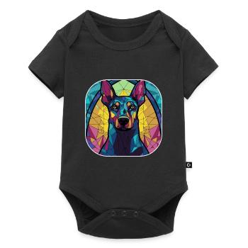 Colorful Doberman Pincher Dog Breed Watercolor Gla - Baby Premium short-sleeve bodysuit - black - Front