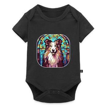 Coloré Collie Dog Breed Aquarelle Glass Paintin - Body à manches courtes Premium Bébé - noir - Devant