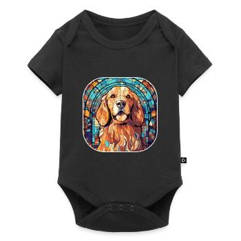 Buntes Golden Retriever Hunderasse Aquarell - Baby Premium Kurzarmbody - Schwarz - Vorne