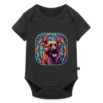 Colorful German Shepherd Dog Breed Watercolor Glas - Baby Premium short-sleeve bodysuit - black - Front
