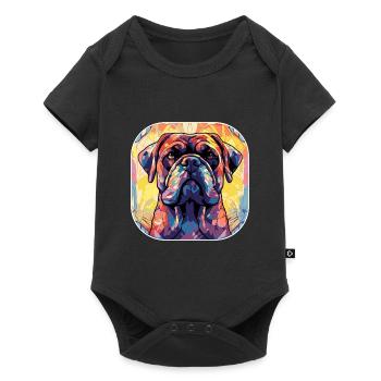 Colorful Bull Mastiff Dog Breed Watercolor Glass P - Baby Premium short-sleeve bodysuit - black - Front